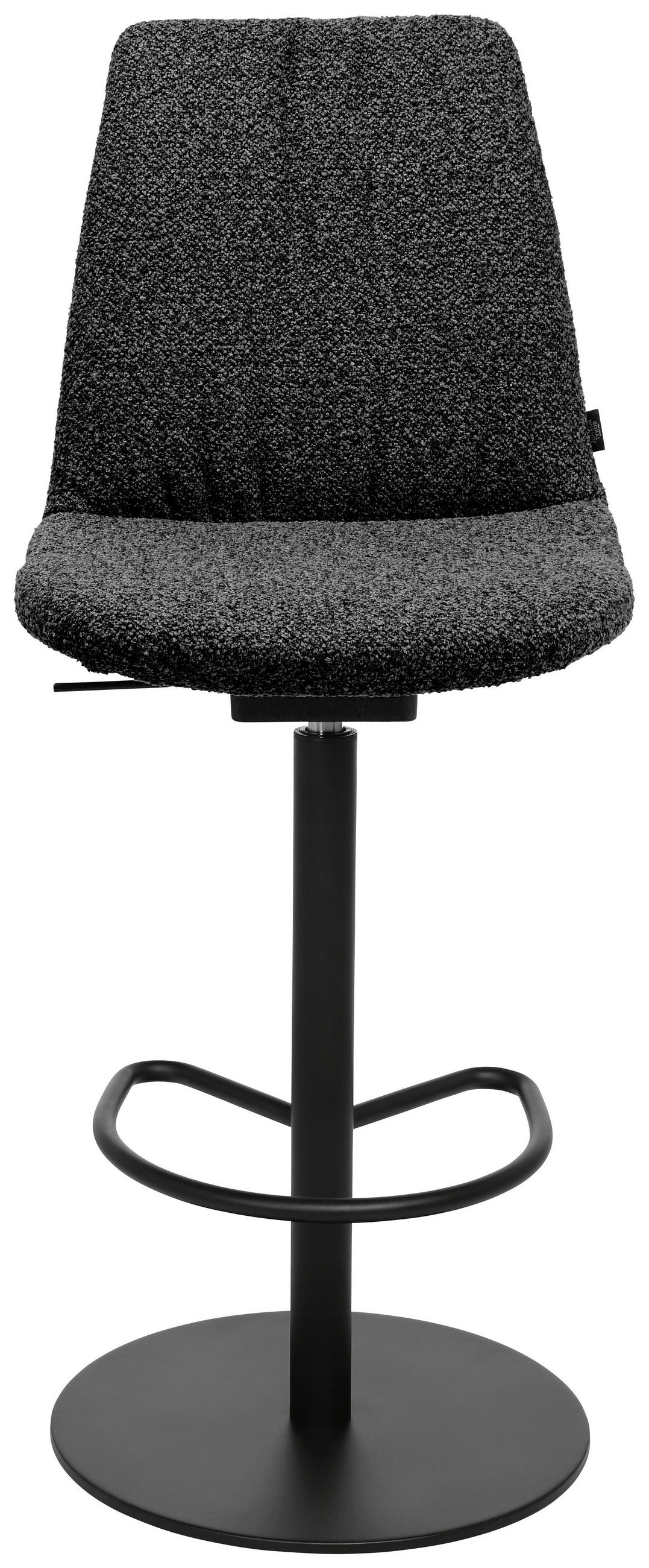 BARHOCKER Flachgewebe Anthrazit Stahl Sitzfläche 360° drehbar, Lederauswahl, Stoffauswahl  - Anthrazit/Schwarz, Design, Textil/Metall (59/115,5-126/39cm) - Johann Jakob