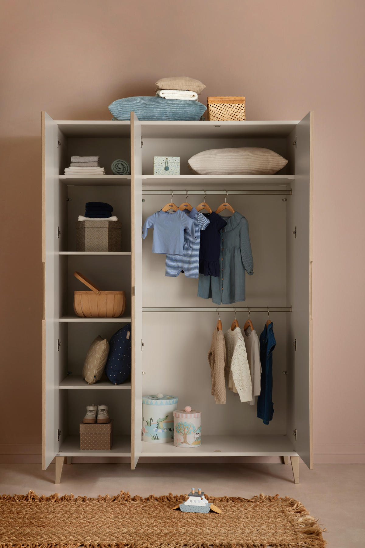 BABYKLEIDERSCHRANK Jonte  - Eichefarben/Beige, Basics, Holzwerkstoff (141/207/56cm) - Paidi