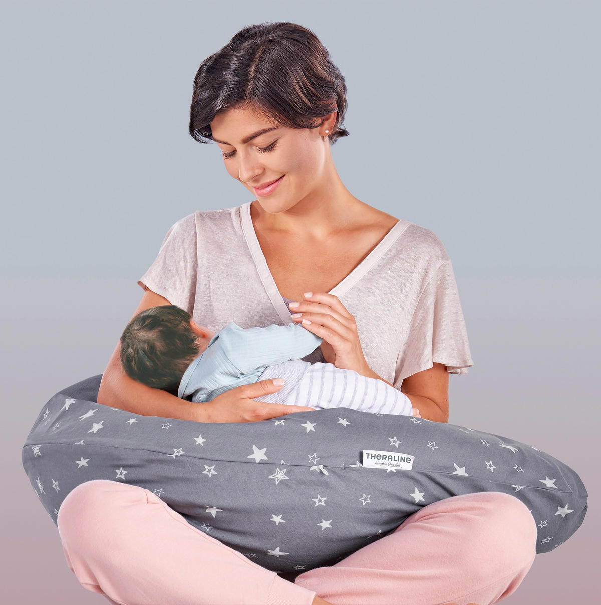 STILLKISSEN 190 cm MUSSELIN   - Salbeigrün/Grün, Basics, Textil (190cm) - Theraline