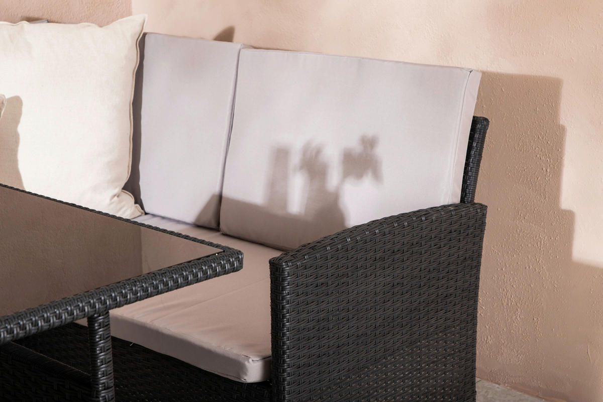 DINING-LOUNGESET  - Schwarz/Grau, KONVENTIONELL, Kunststoff - Gardenson