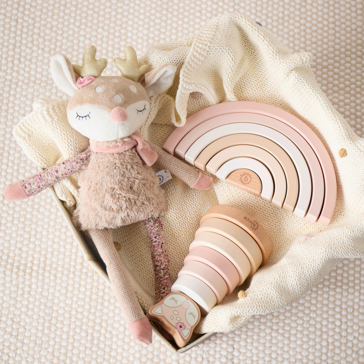 STAPELTURM Stapelturm Reh Ella  - Beige/Rosa, Basics, Holz (10/18,5/10cm)
