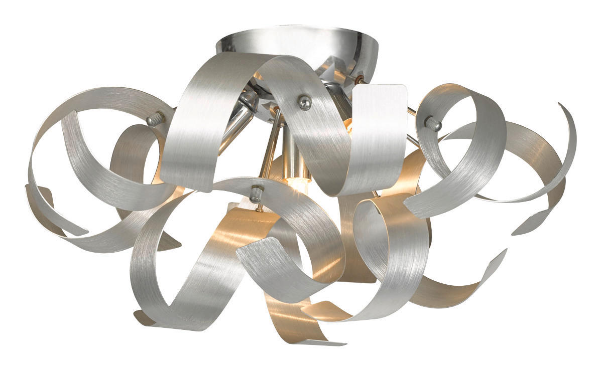 LED-DECKENLEUCHTE Curly 42/24 cm   - Chromfarben, Design, Metall (42/24cm) - Ambiente