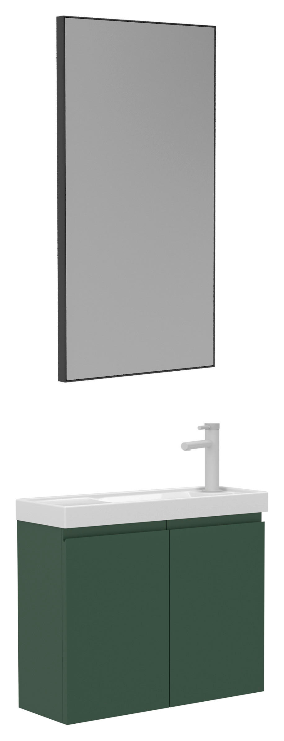 BADEZIMMER 3-teilig in - Weiß Hochglanz/Grün, MODERN, Keramik/Holzwerkstoff (60/140/22cm) - MID.YOU