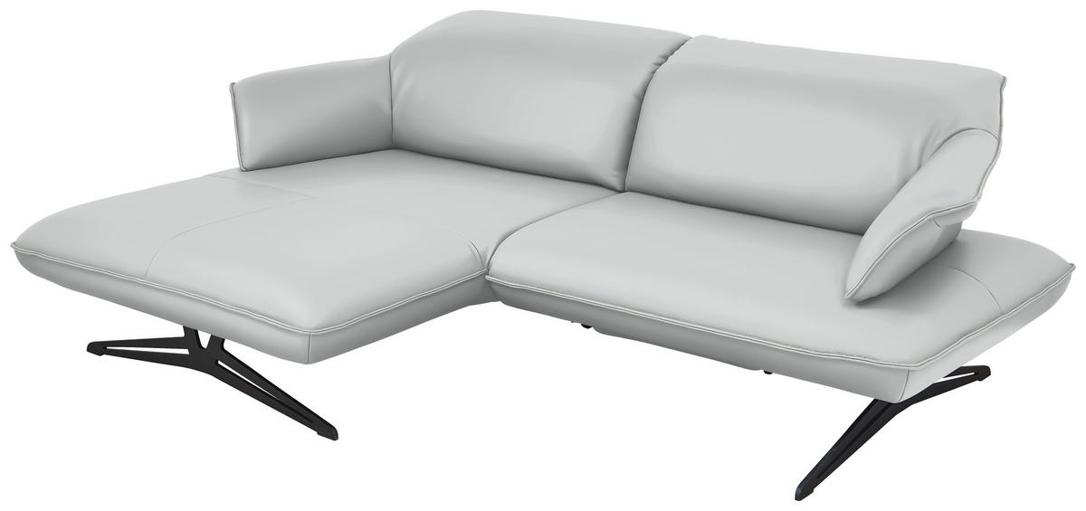 ECKSOFA in Echtleder Hellgrau  - Beige/Hellgrau, Design, Leder/Metall (169/252cm) - Koinor