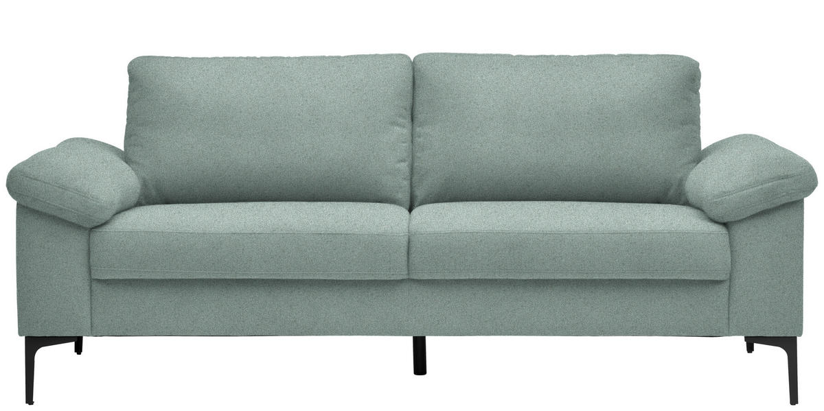 2,5-SITZER in Flachgewebe Salbeigrün  - Salbeigrün/Schwarz, Design, Textil/Metall (206/86/97cm) - Pure Home Lifestyle