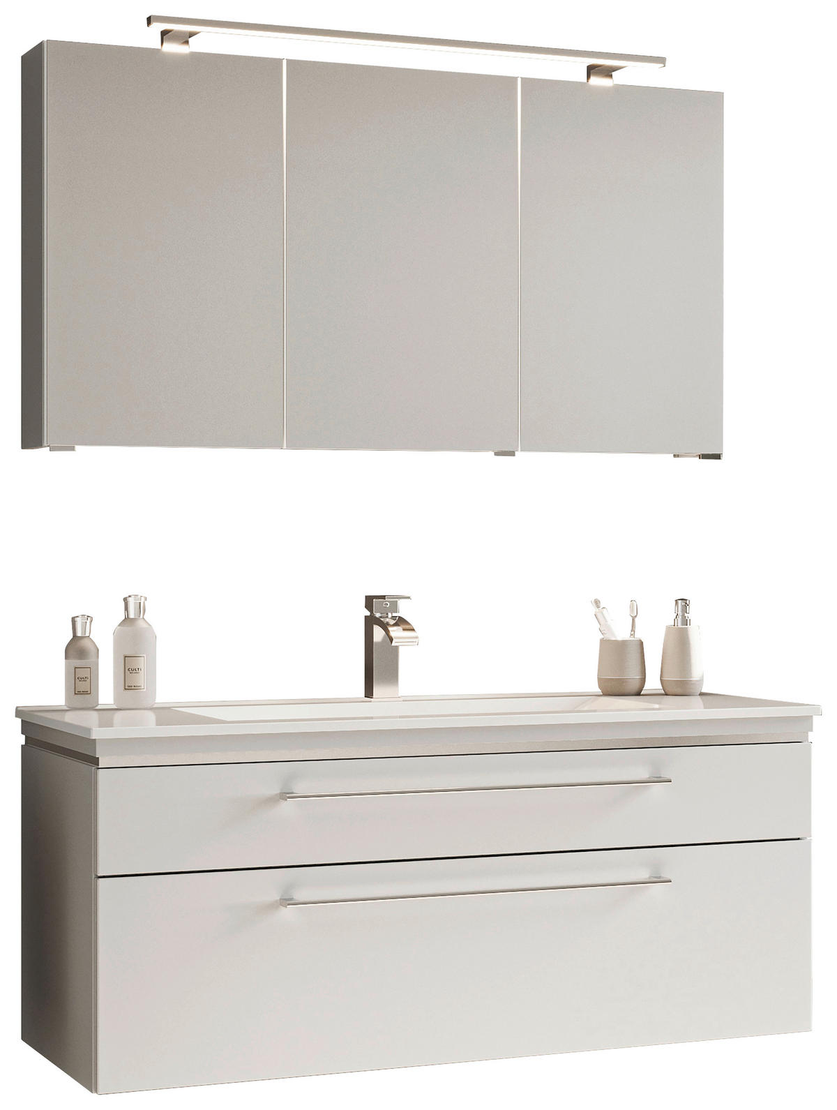 BADEZIMMER  in 122 cm  - Chromfarben/Weiß, MODERN, Glas/Holzwerkstoff (122cm) - Novel