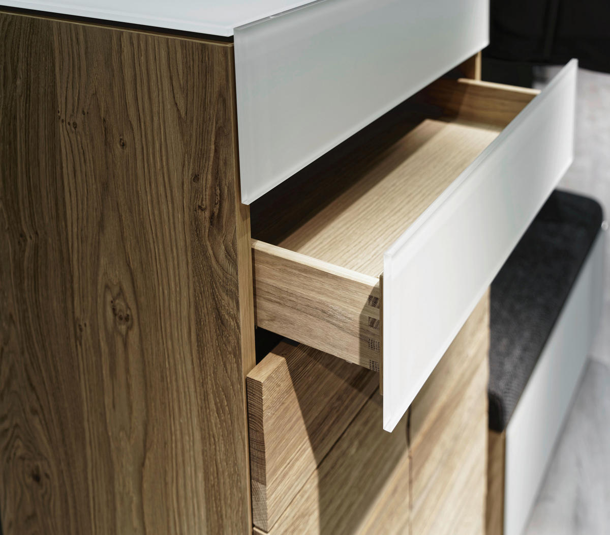 SCHUHSCHRANK  in 64/138/42,5 cm  - Eichefarben/Weiß, Natur, Glas/Holz (64/138/42,5cm) - Voglauer