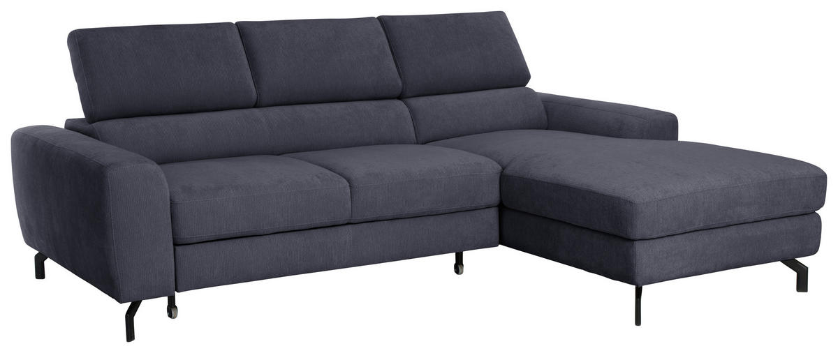 ECKSOFA LARGO in Chenille Anthrazit  226/177 cm  - Anthrazit/Schwarz, Design, Textil/Metall (226/177cm) - Livetastic