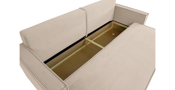 SCHLAFSOFA  mit Rücken echt, Armteil links, Armteil rechts Cord Beige  - Beige/Schwarz, Design, Textil (232/85/92cm) - Xora