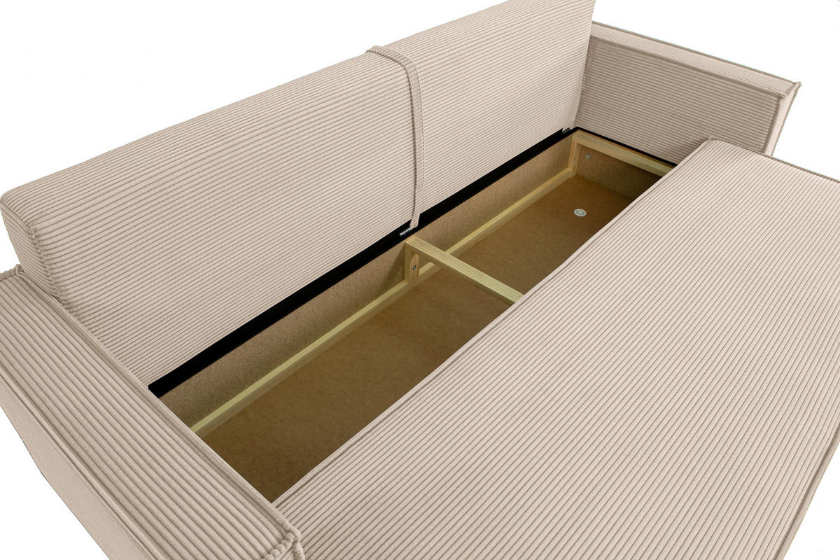 SCHLAFSOFA  mit Rücken echt, Armteil links, Armteil rechts Cord Beige  - Beige/Schwarz, Design, Textil (232/85/92cm) - Xora