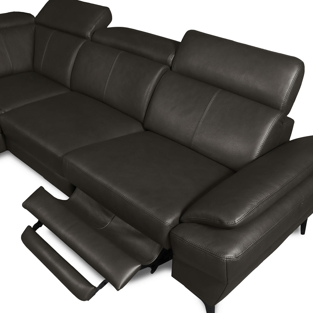 ECKSOFA  in Lederlook Echtleder Dunkelbraun  211/264 cm  - Dunkelbraun/Schwarz, Design, Leder/Textil (211/264cm) - Livetastic
