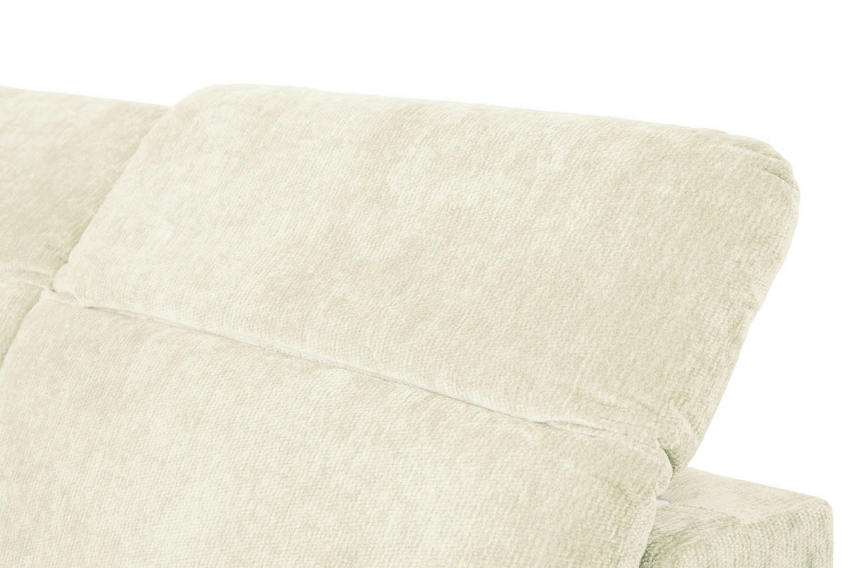 ECKSOFA Creme Chenille Kopfteilverstellung, Sitztiefenverstellung  - Creme/Schwarz, Design, Textil/Metall (243/307cm) - Xora