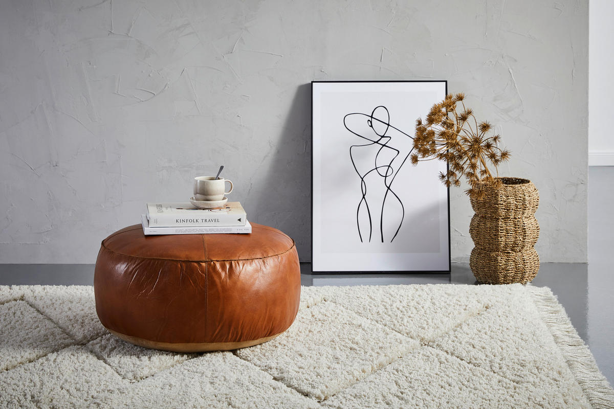 TABURET, kůže, 60/30/60 cm - koňaková, Lifestyle, kůže (60/30/60cm) - Landscape