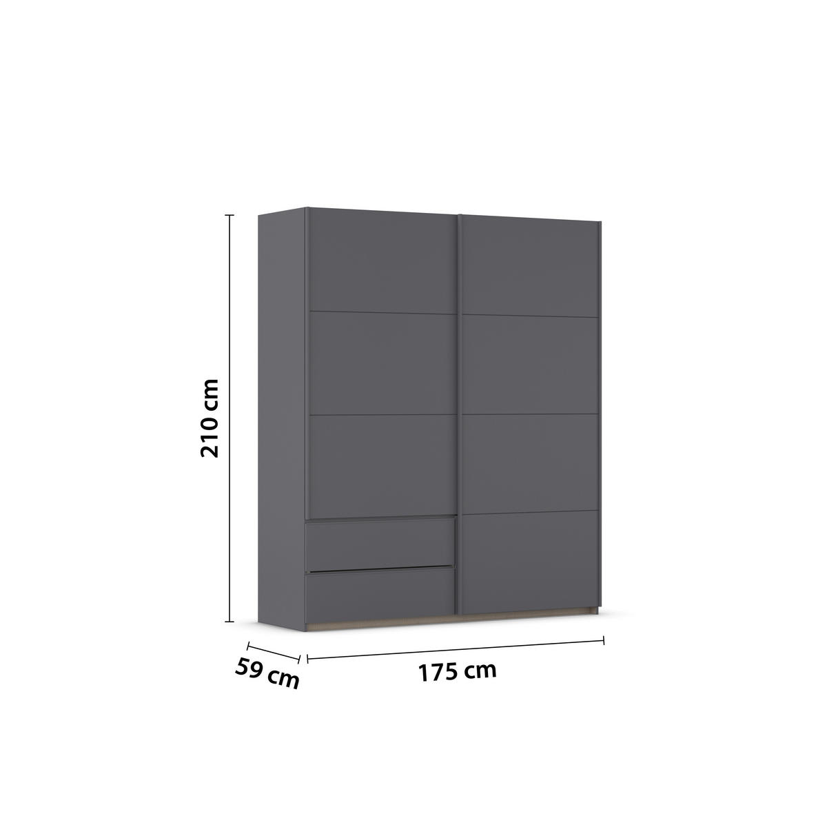 SCHWEBETÜRENSCHRANK in Grau  - Grau, Modern, Holzwerkstoff (175/210/59cm) - Rauch Möbel