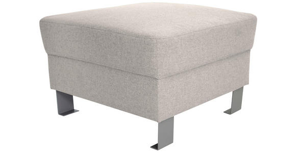 HOCKER in Textil Ecru  - Ecru/Silberfarben, Design, Textil/Metall (62/41/62cm) - Xora