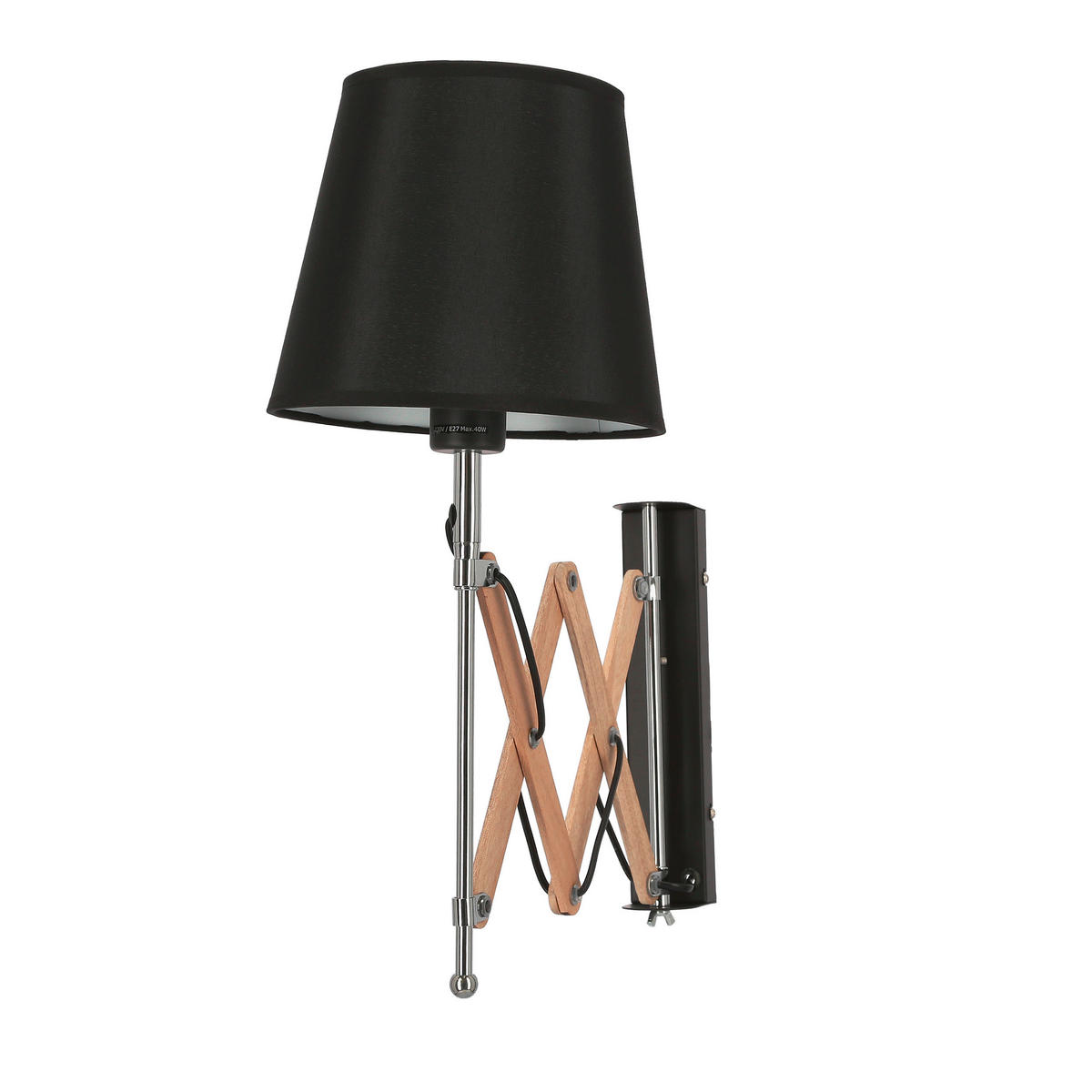 VÄGGLAMPA 22.5/52/50 cm   - svart, Klassisk, metall (22.5/52/50cm)