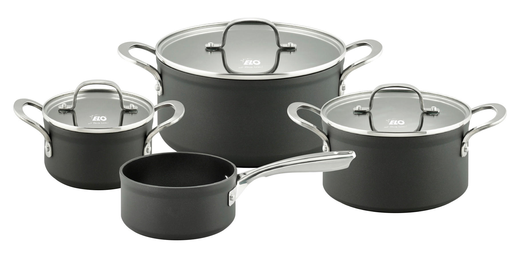 KOCHTOPFSET Silver Cast 4-teilig  - Transparent/Schwarz, Basics, Glas/Metall (21,5/13,5/34cm) - ELO