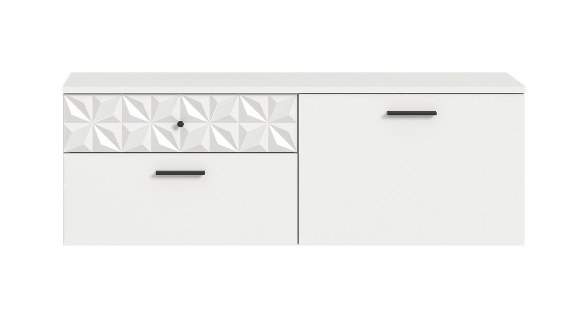 SCHUHSCHRANK Weiß  - Schwarz/Weiß, Design, Holzwerkstoff/Metall (110/38/35cm) - MID.YOU