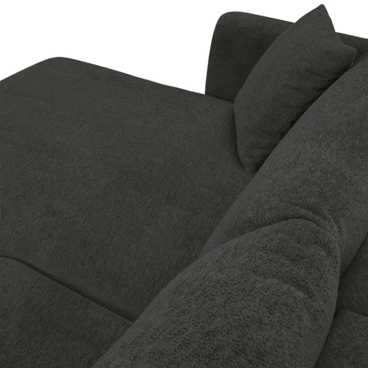 ECKSOFA Anthrazit Plüsch Zierkissen, Rückenkissen, Bettkasten, Schlaffunktion, Rücken echt, Liegefläche im Originalstoff  - Anthrazit/Beige, MODERN, Kunststoff/Textil (246/178cm) - Carryhome