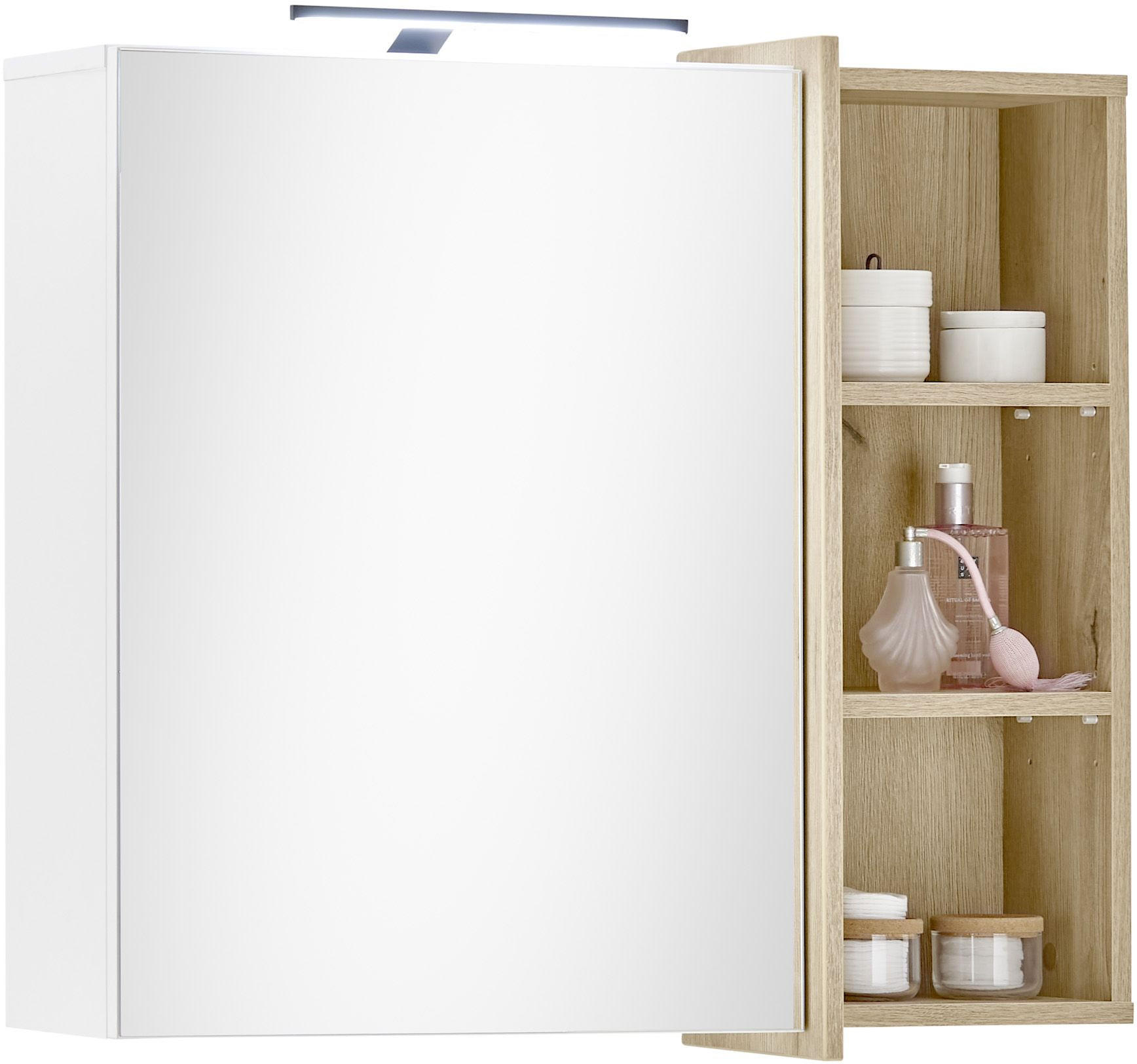 SPIEGELSCHRANK 80/72/22 cm  - Eichefarben/Weiß, LIFESTYLE, Glas/Holzwerkstoff (80/72/22cm) - home24
