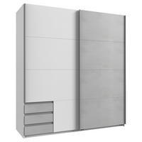 SCHWEBETÜRENSCHRANK 179/198/64 cm 2-türig Weiß, Hellgrau  - Hellgrau/Alufarben, Design, Holzwerkstoff/Metall (179/198/64cm) - Boxxx