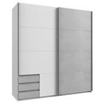 SCHWEBETÜRENSCHRANK  in Weiß, Hellgrau  - Hellgrau/Alufarben, Design, Holzwerkstoff/Metall (179/198/64cm) - Carryhome