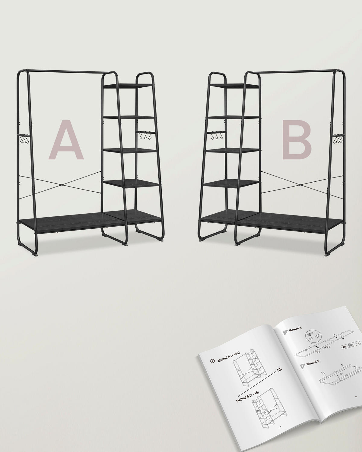 ŠATNÍ SKŘÍŇ, černá, 120/160/45 cm - černá, Basics, kov/kompozitní dřevo (120/160/45cm)