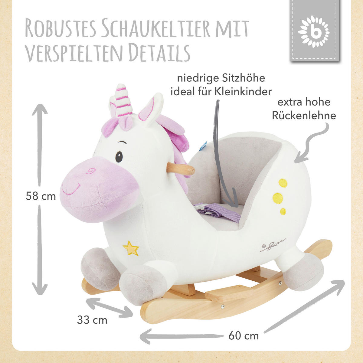 SCHAUKELTIER - Lila/Weiß, KONVENTIONELL, Holz/Textil (60/58/33cm)