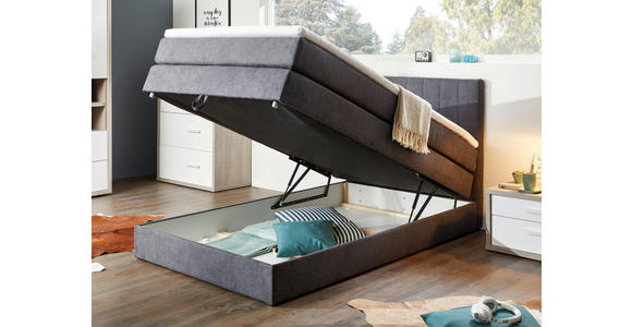 BOXSPRINGBETT 120/200 cm in Anthrazit - Anthrazit/Schwarz, Design, Kunststoff/Textil (120/200cm) - Xora