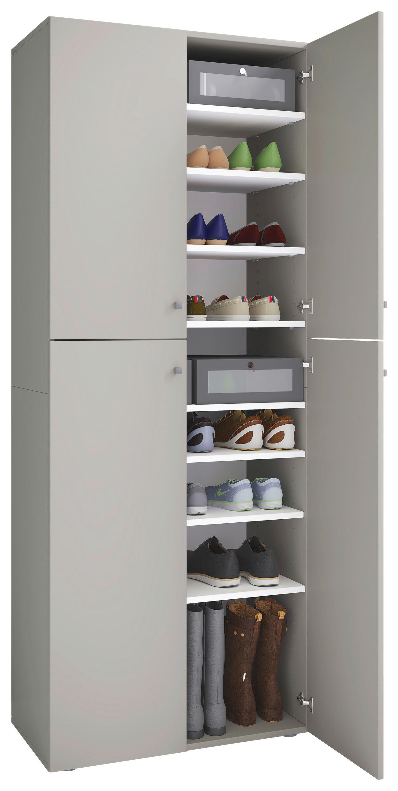 SCHUHSCHRANK 70/182/37 cm  - Silberfarben/Schwarz, Konventionell, Holzwerkstoff/Kunststoff (70/182/37cm) - MID.YOU