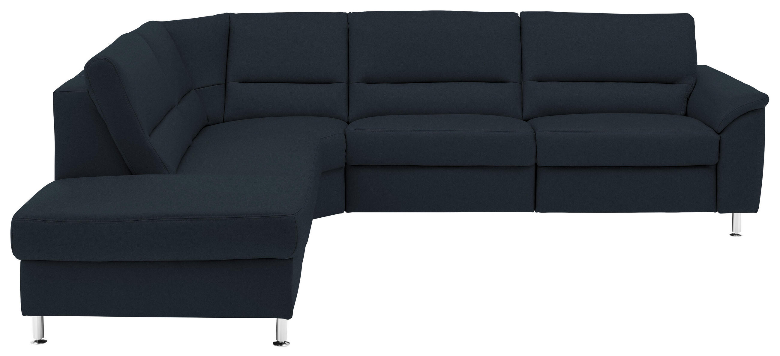 ECKSOFA in Echtleder Dunkelblau  - Alufarben/Dunkelblau, Basics, Leder/Metall (249/290cm) - Beldomo Premium