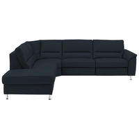 ECKSOFA in Echtleder Dunkelblau  - Alufarben/Dunkelblau, Basics, Leder/Metall (249/290cm) - Beldomo Premium
