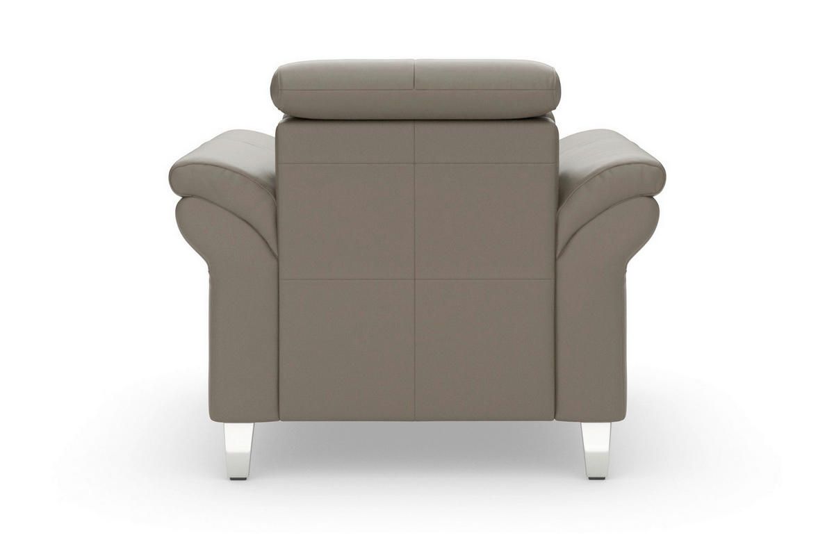SESSEL in Echtleder Grau  - Chromfarben/Grau, Basics, Leder/Metall (101/84/93cm) - Sit & More