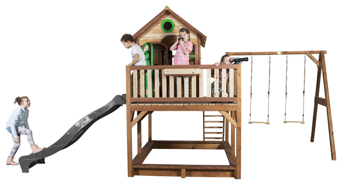 SPIELTURM 613/291/277 cm  - Braun/Grau, KONVENTIONELL, Holz (613/291/277cm) - Ambia Garden
