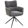 ARMLEHNSTUHL  in Eisen Lederlook, Webstoff  - Schwarz/Grau, KONVENTIONELL, Textil/Metall (58/84/64cm) - MID.YOU