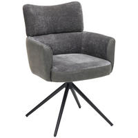 ARMLEHNSTUHL  in Eisen Lederlook, Webstoff  - Schwarz/Grau, KONVENTIONELL, Textil/Metall (58/84/64cm) - MID.YOU