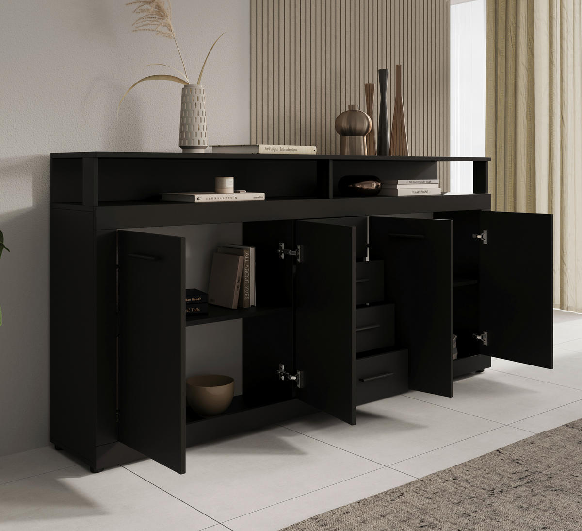 SIDEBOARD  in 190/96/32 cm  - Anthrazit, Design, Holzwerkstoff/Kunststoff (190/96/32cm) - MID.YOU