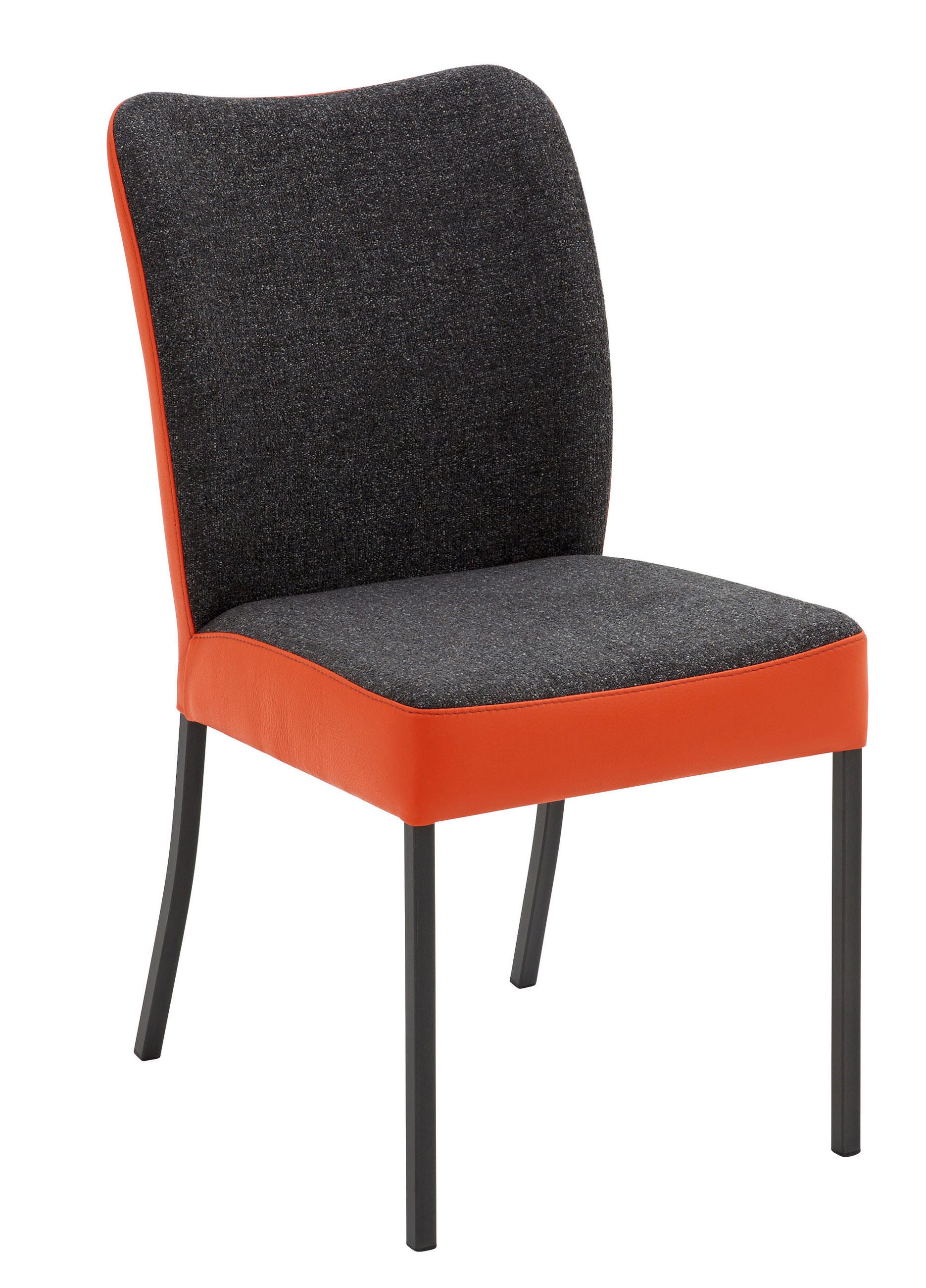 STUHL Webstoff Echtleder Anthrazit, Orange  - Anthrazit/Orange, Design, Leder/Textil (46/89/63cm) - Bert Plantagie