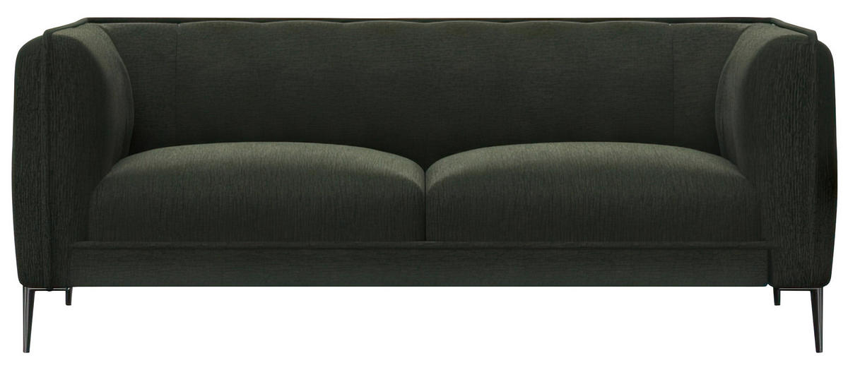 2,5-SITZER Chenille, Webstoff, Flachgewebe Waldgrün  - Waldgrün/Schwarz, Design, Holz/Textil (179/75/91cm) - Livetastic