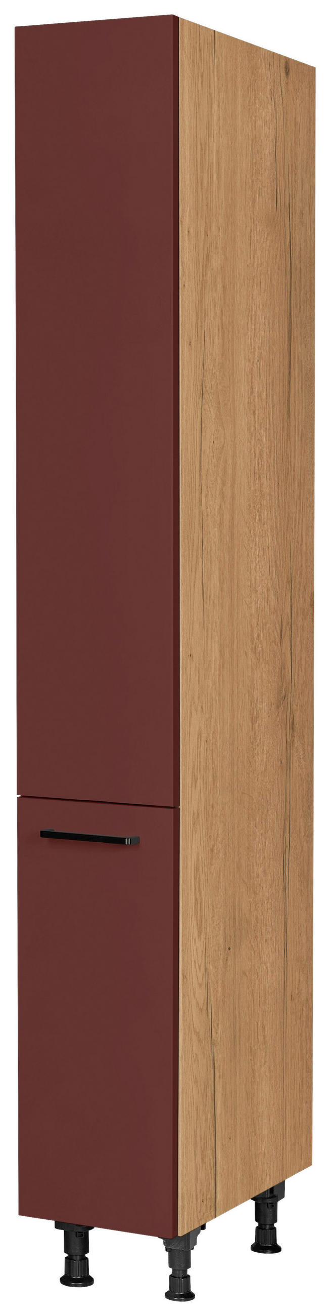 APOTHEKERSCHRANK 30/216,6/58 cm  in Rot, Eichefarben  - Eichefarben/Rot, MODERN, Holzwerkstoff/Metall (30/216,6/58cm) - Nobilia