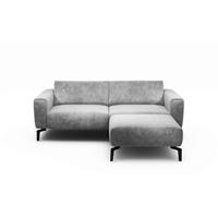 2,5-Sitzer inkl. Hocker Samt Hellgrau  - Hellgrau/Schwarz, Design, Textil/Metall (220/86/86-94cm) - SENSOO
