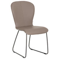 STUHL  in Edelstahl Echtleder pigmentiert Metall, Leder  - Hellbraun/Anthrazit, Design, Leder/Metall (48/91/61cm) - Bert Plantagie