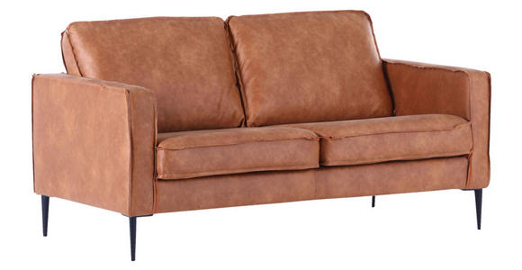 2-SITZER-SOFA  in Mikrofaser Cognac  - Cognac/Schwarz, KONVENTIONELL, Textil/Metall (165/66/93cm) - Ambia Home