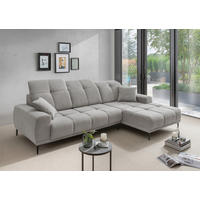 ECKSOFA Chenille Grau  - Schwarz/Grau, Basics, Textil/Metall (292/187cm) - Livetastic