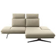 ECKSOFA  in Flachgewebe Beige Rücken echt, Armteilverstellung, Drehsitzfunktion  234/155 cm  - Beige/Schwarz, Design, Textil/Metall (234/155cm) - Dieter Knoll