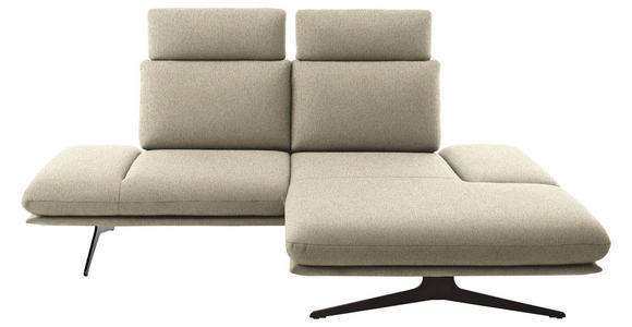 ECKSOFA  in Flachgewebe Beige Rücken echt, Armteilverstellung, Drehsitzfunktion  234/155 cm  - Beige/Schwarz, Design, Textil/Metall (234/155cm) - Dieter Knoll