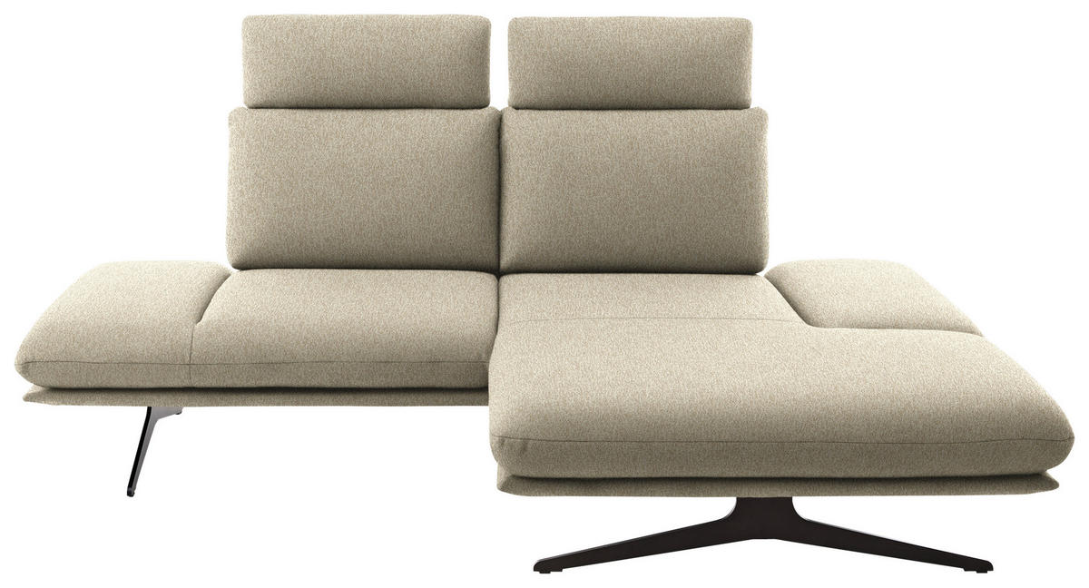 ECKSOFA  in Flachgewebe Beige  234/155 cm  - Beige/Schwarz, Design, Textil/Metall (234/155cm) - Dieter Knoll