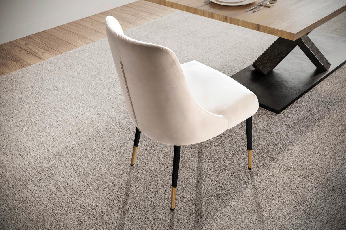 STUHL Samt Beige  - Beige/Goldfarben, Design, Textil/Metall (49/85/56cm) - Livetastic