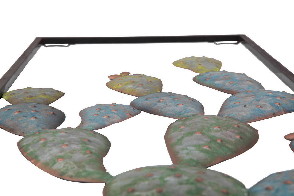 Wanddeko Cactus-Frame Metall  - Hellblau/Grün, Basics, Metall (31/90/2.5cm)