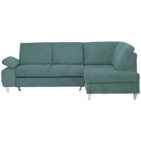 ECKSOFA in Flachgewebe Petrol  - Silberfarben/Petrol, Konventionell, Holz/Textil (255/186cm) - Cantus